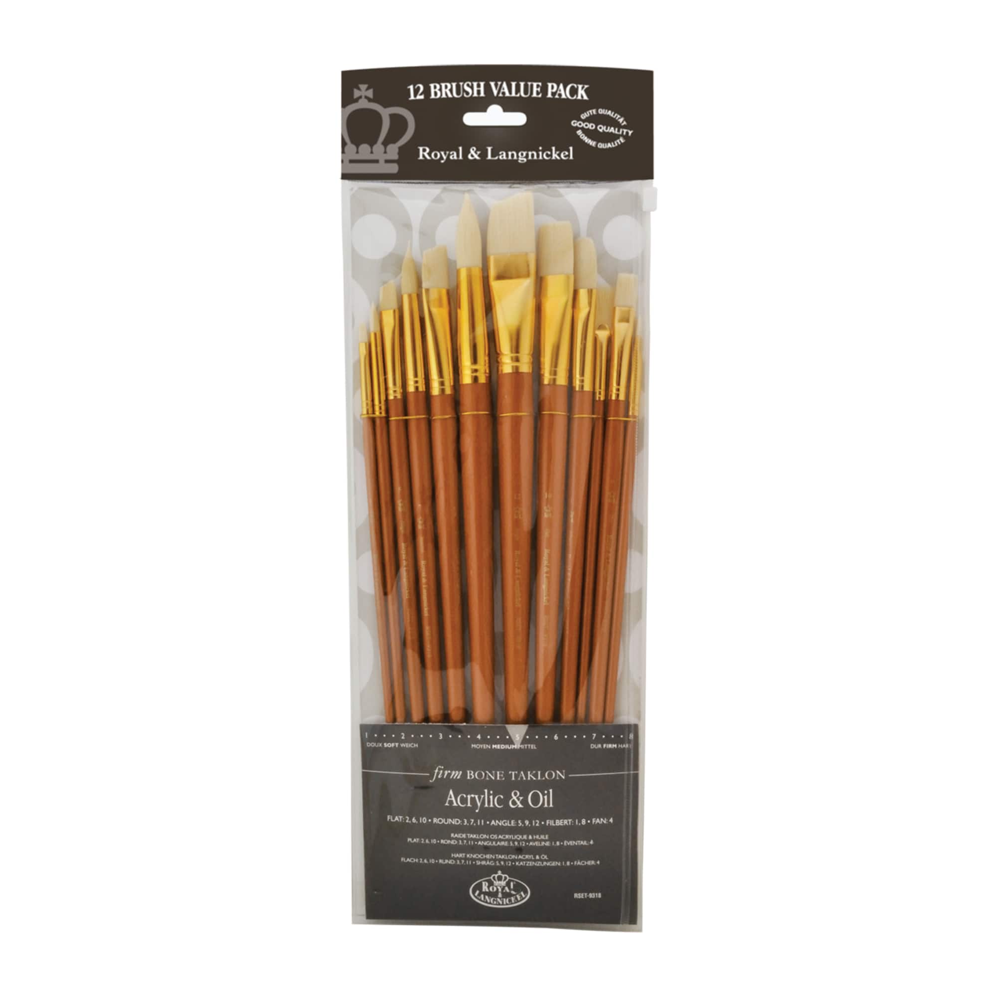 Royal & Langnickel® Zip N' Close Bone Taklon Angle Brush Set